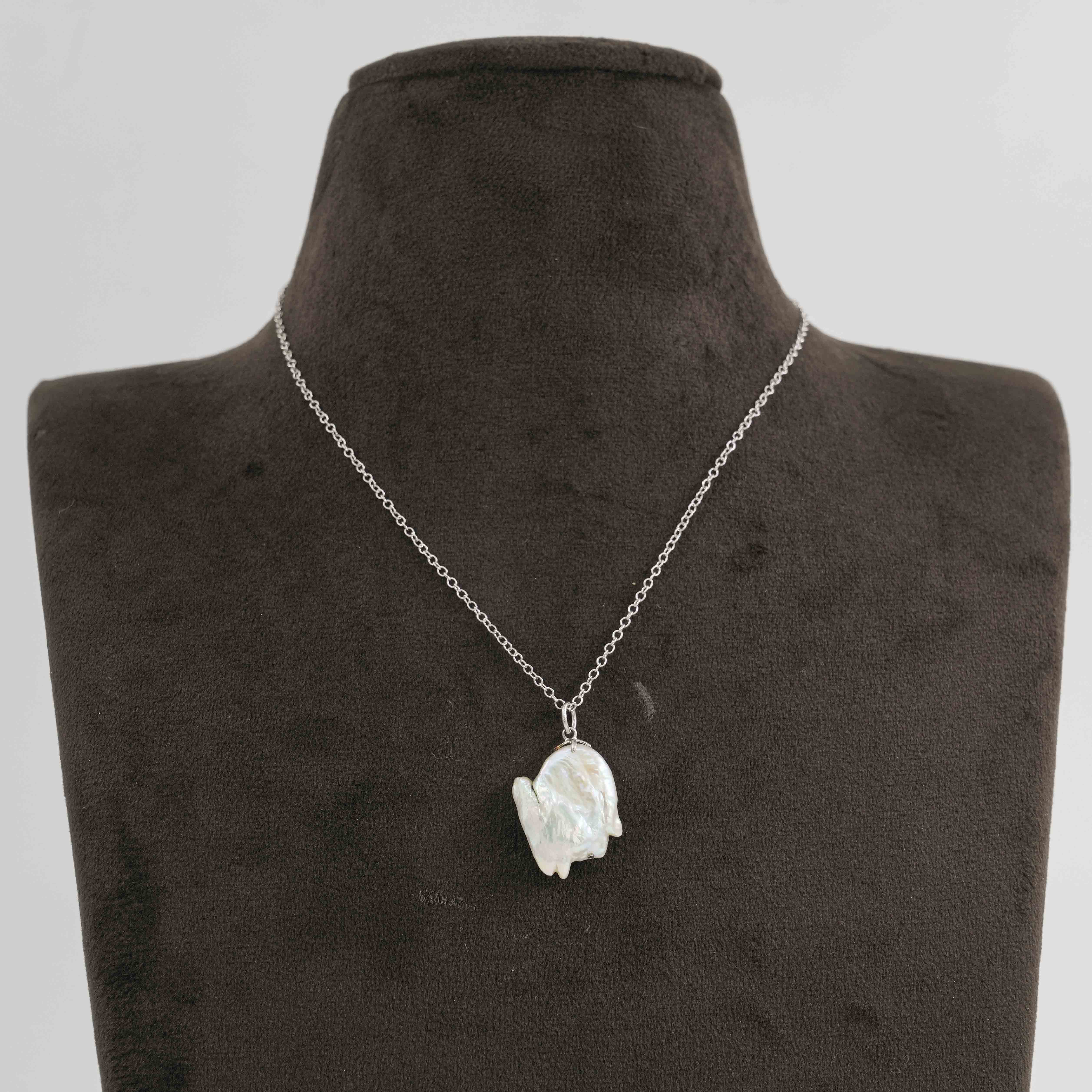 The Pearl Atelier by Kabra Pearls - 92.5 Silver Chain with Baroque Pearl Pendant